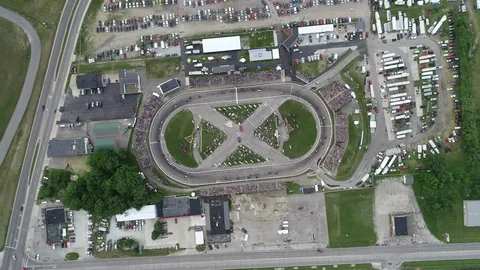 A drone shot of the Anderson Speedway in Anderson, Indiana.